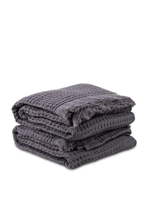 Waffle Charcoal x 2 Turkish Towel Bundle