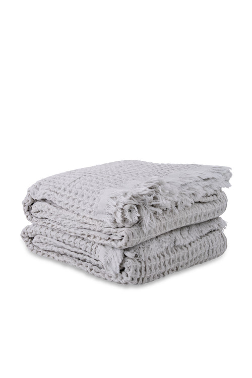 Waffle Pearl Grey x 2 Turkish Towel Bundle