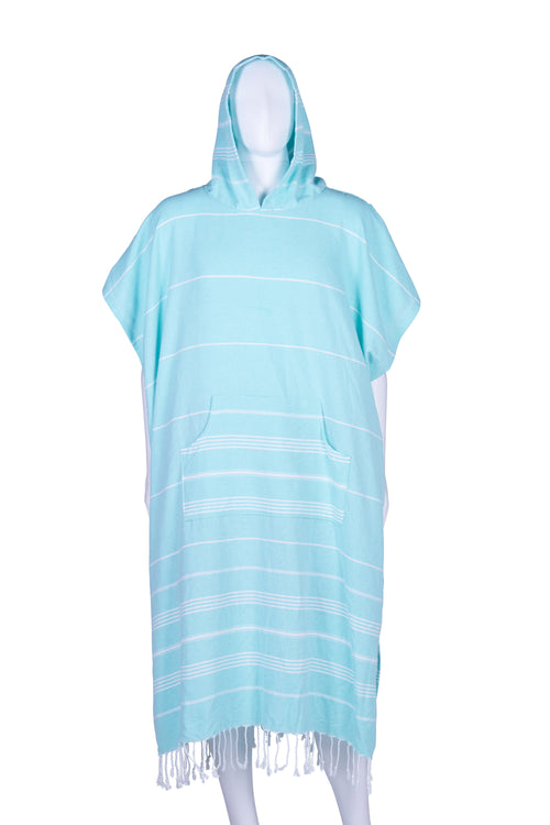 Sea Green Hooded Turkish Towel Poncho