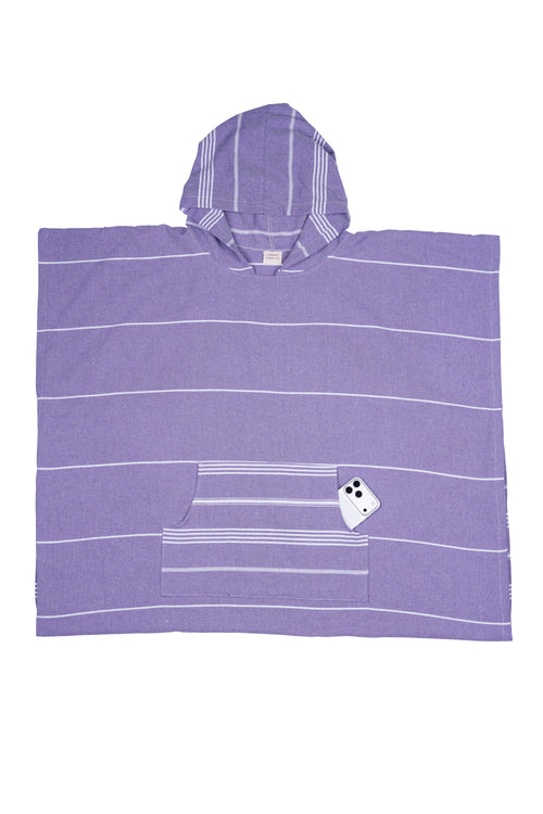 Purple Hooded Turkish Towel Poncho