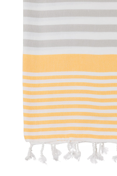 Turkish Towel Co Grey & Yellow Towel