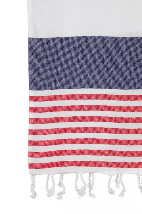 Turkish Towel Co Red Navy Towels